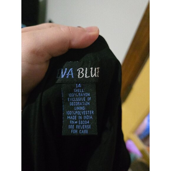 Eva Blue Dark Floral Maxi Dress Size 14 Fairygrunge Y2K Asymmetrical Boho 90s - Picture 5 of 9